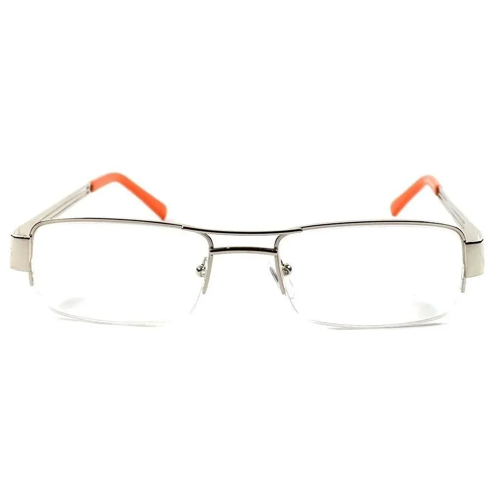 Designer Fashion Rectangle Smart Nerd Silver Optical Eye Glasses Frames
